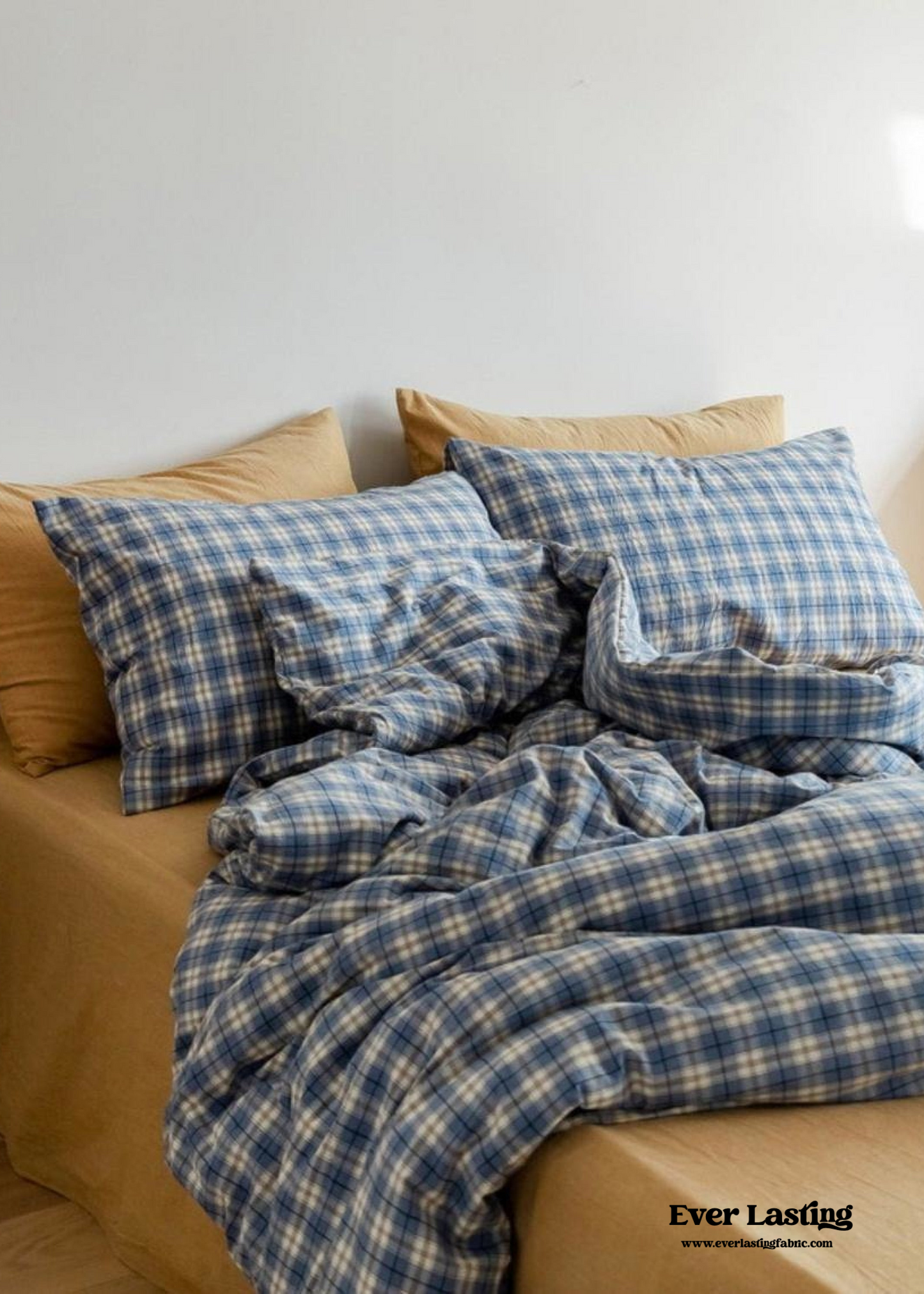 Plaid Bedding Set / Blue + Mustard