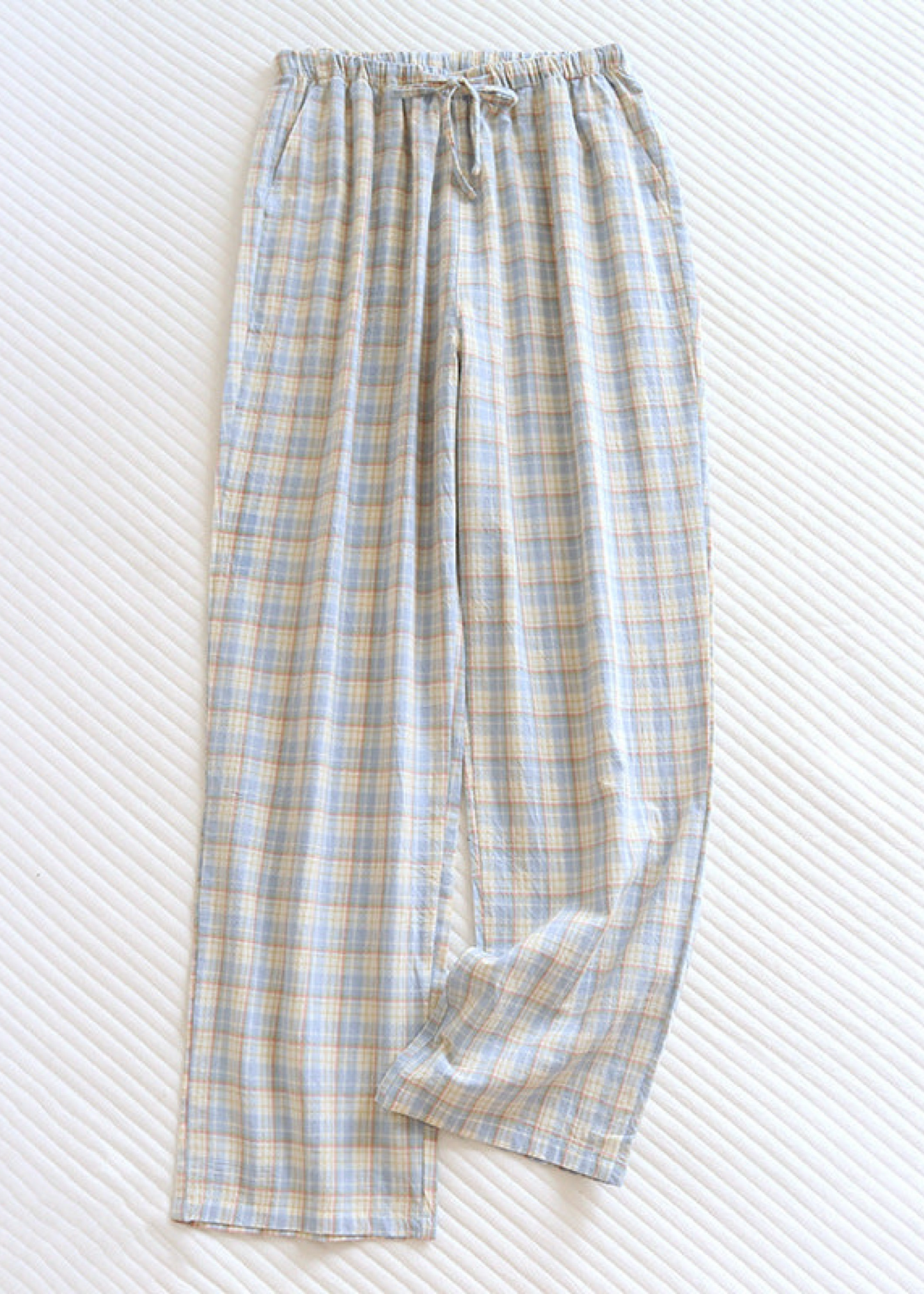 Plaid Washed Cotton Pajama Pants / Pink