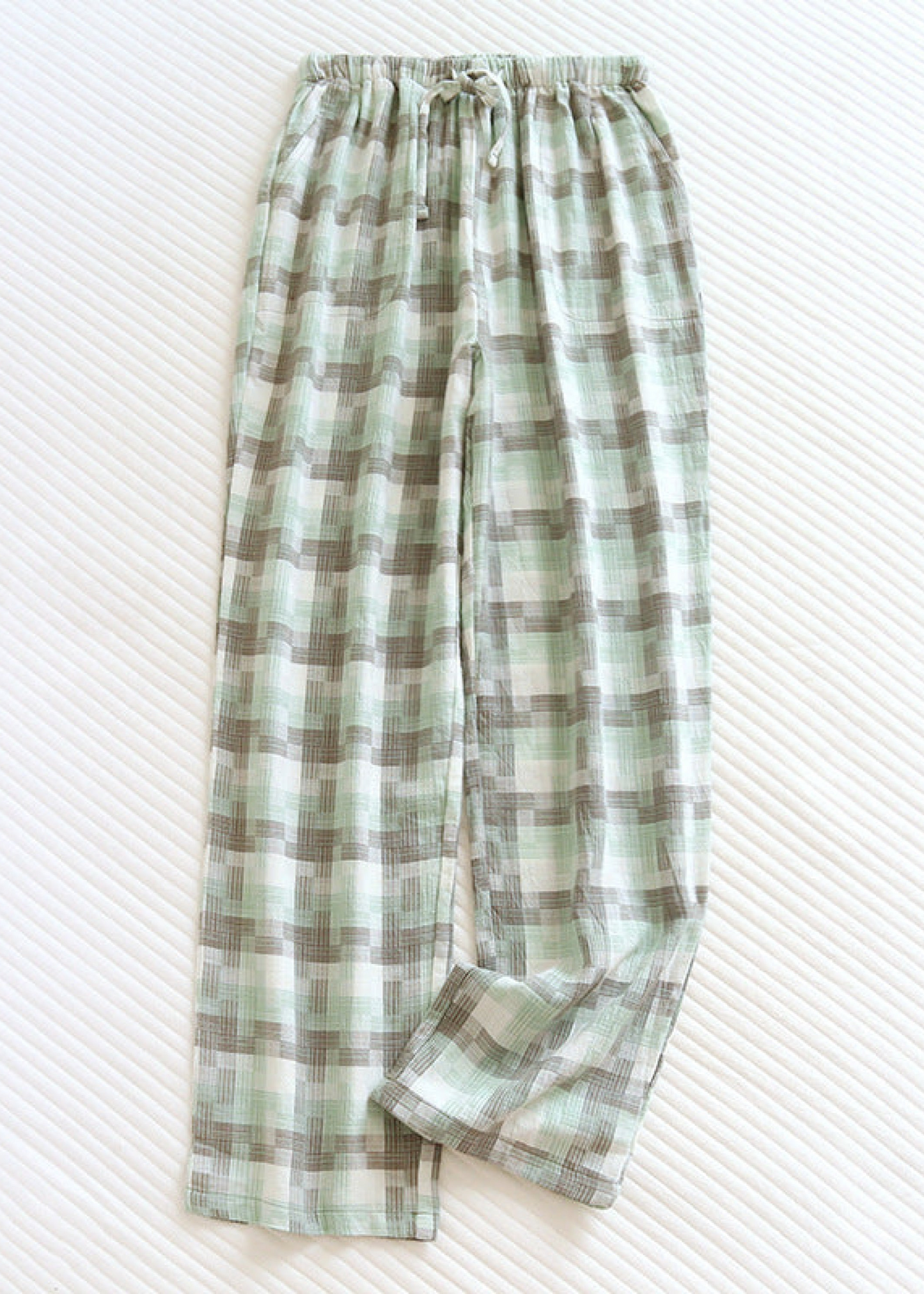 Plaid Washed Cotton Pajama Pants / Pink