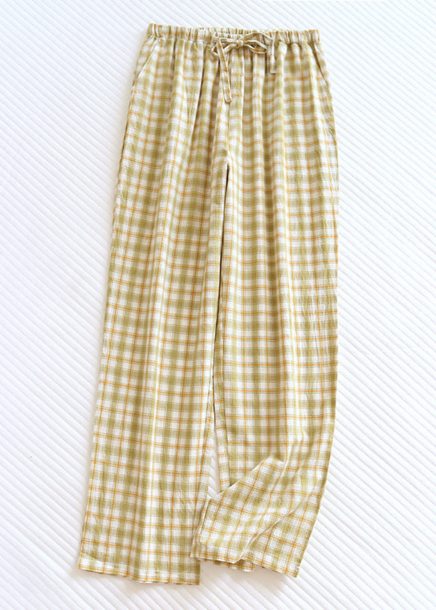 Plaid Washed Cotton Pajama Pants / Pink
