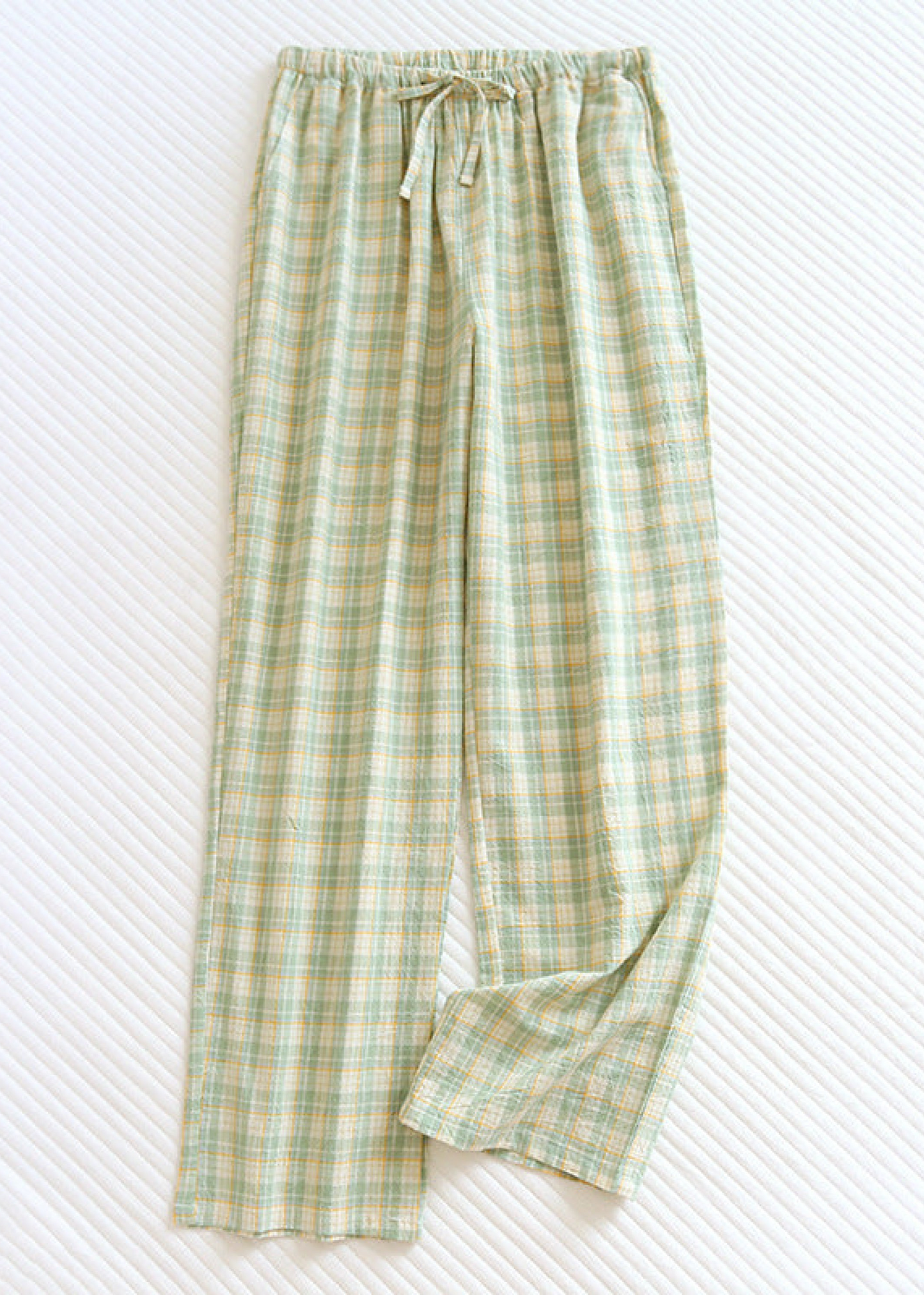 Plaid Washed Cotton Pajama Pants / Pink