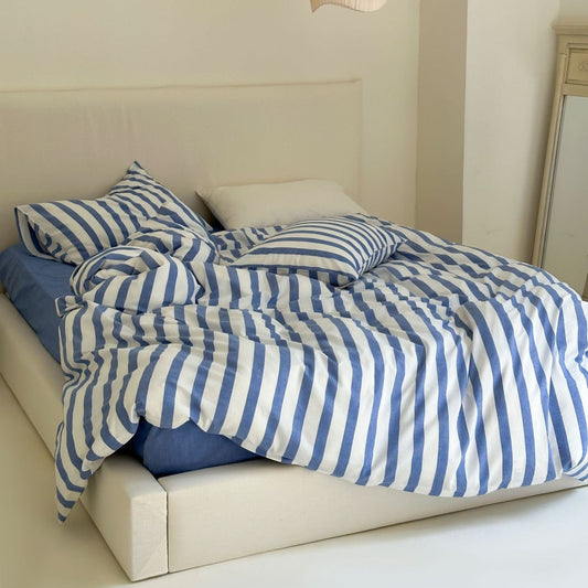 Refreshing Stripe Bedding Set / Blue Thick