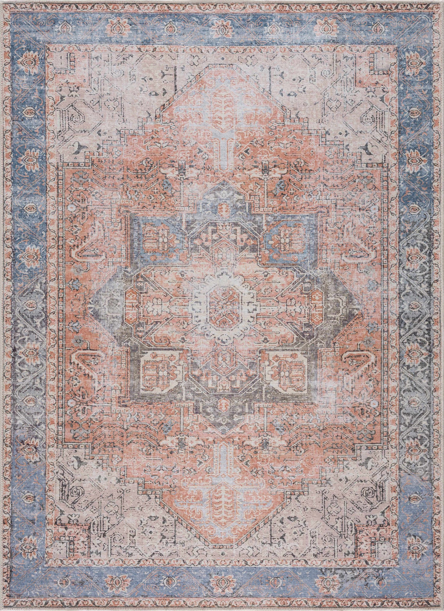 Rosman Distressed Washable Area Rug